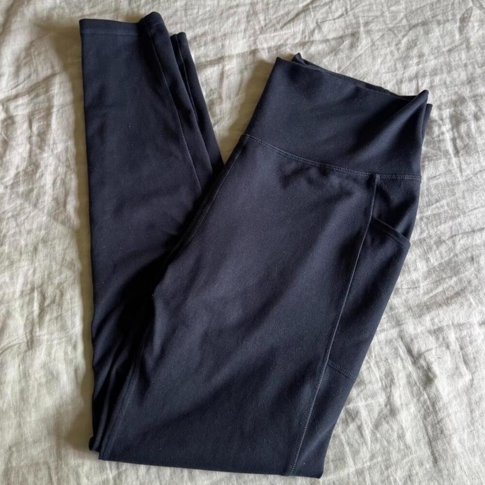 Manduka navy high waist pocket leggings yoga pilates size XL